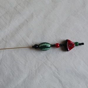 Glass Watermelons Bead  Glass Red and Black Beads